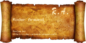 Roder Armand névjegykártya